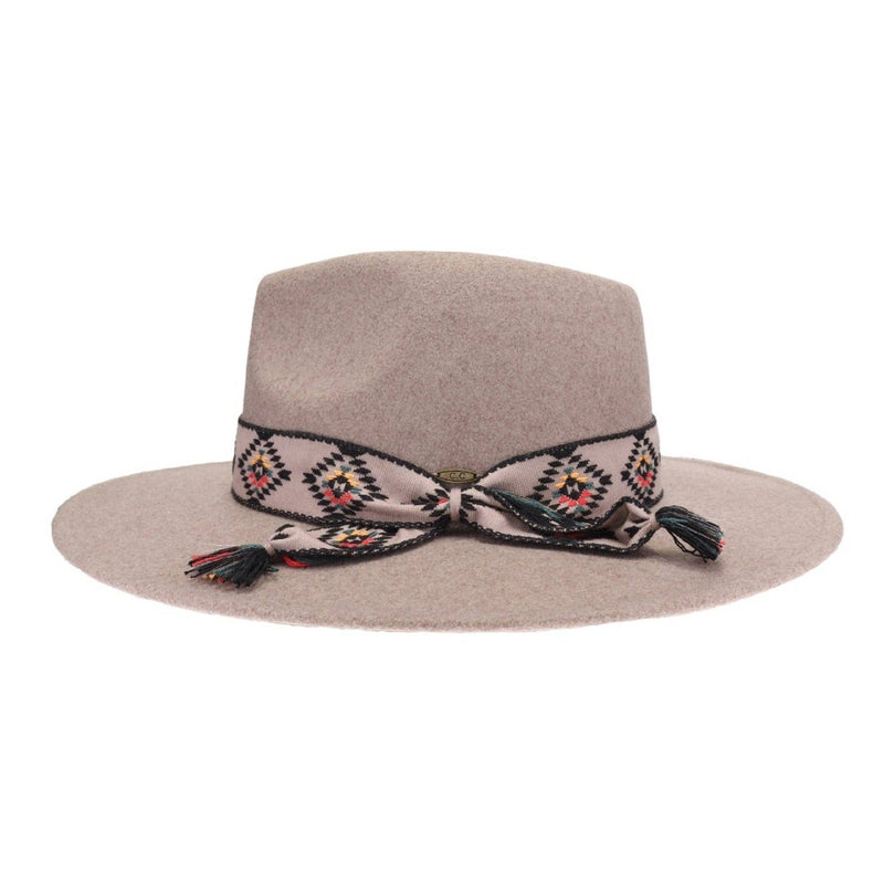 Gianna Felt Panama Hat With Aztec Band: Multiple Colors