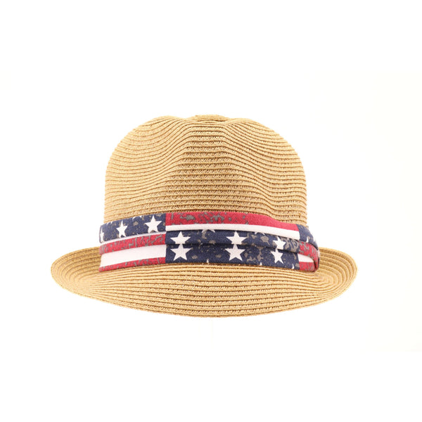 American Flag Trim Fedora Hat: USA