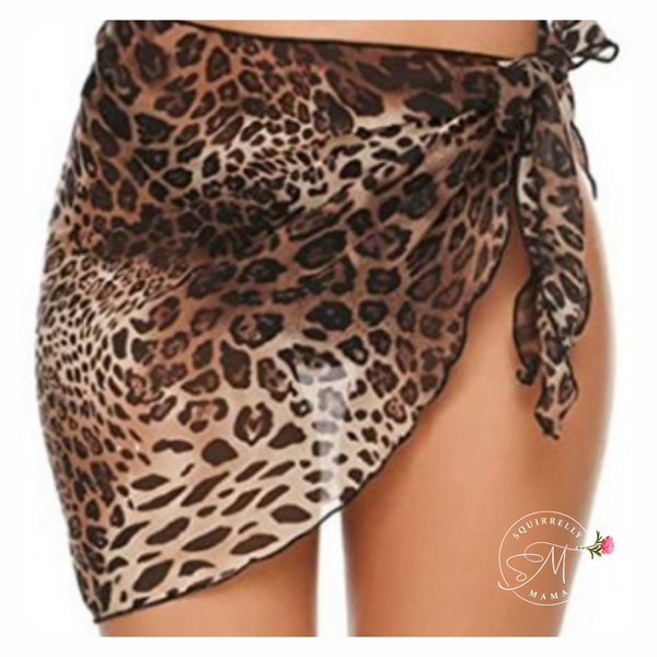 leopard swim wrap skirt