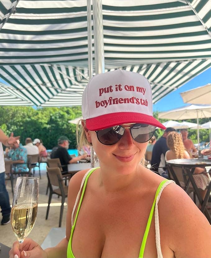 Put It On My Boyfriends Tab Hat - White/Red