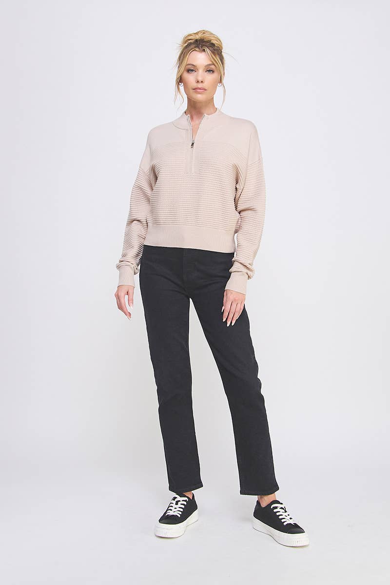 Dolman Half Zip Twin Texture Rib