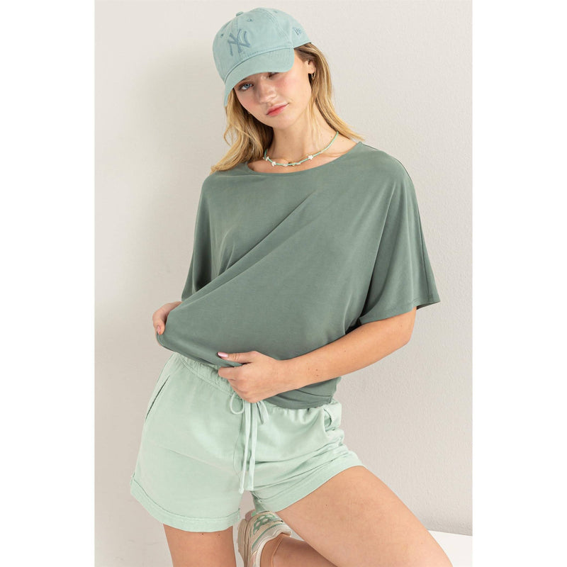 Elbow Length Dolman Sleeve Top
