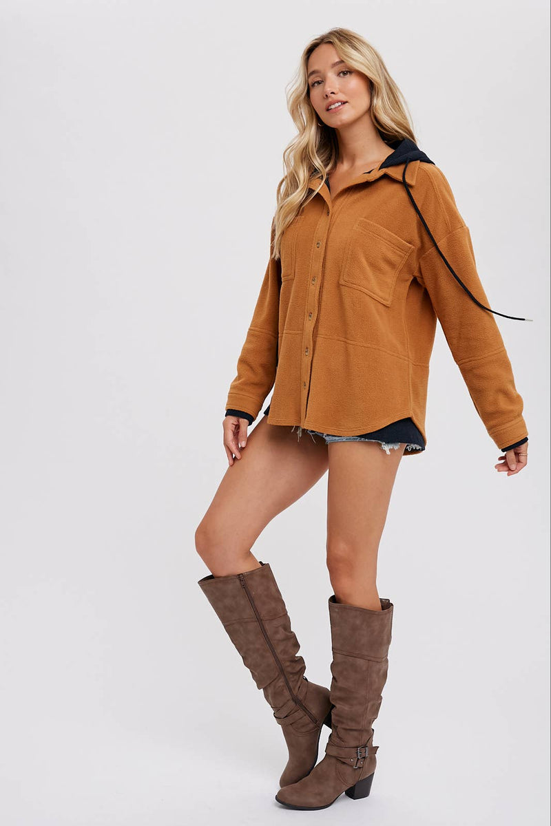 Monice Fleece Shacket with Hood