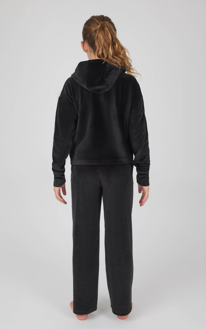 Girls Rib Velour Hoodie and Straight Pant - Set