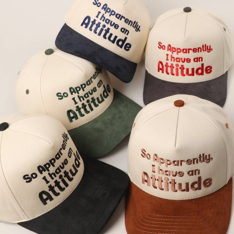 So Apparently I Have An Attitude Two-Tone Suede Trucker Hat