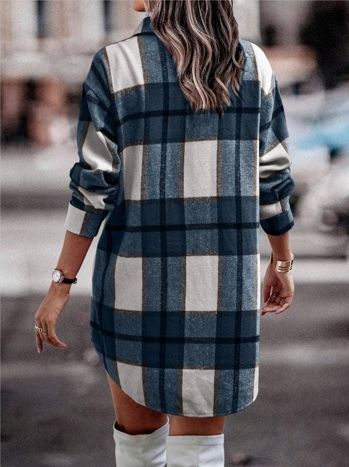 Nora Shacket Dress- Navy