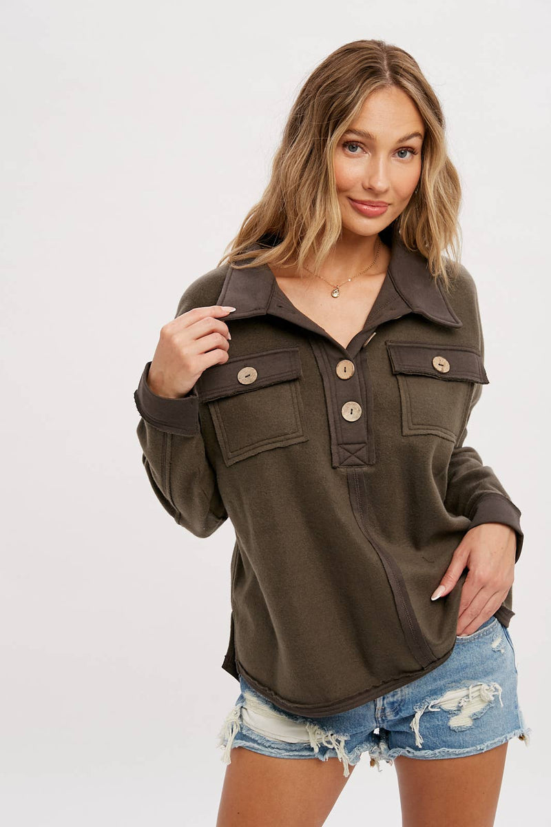 OVERSIZED HENLEY PULLOVER