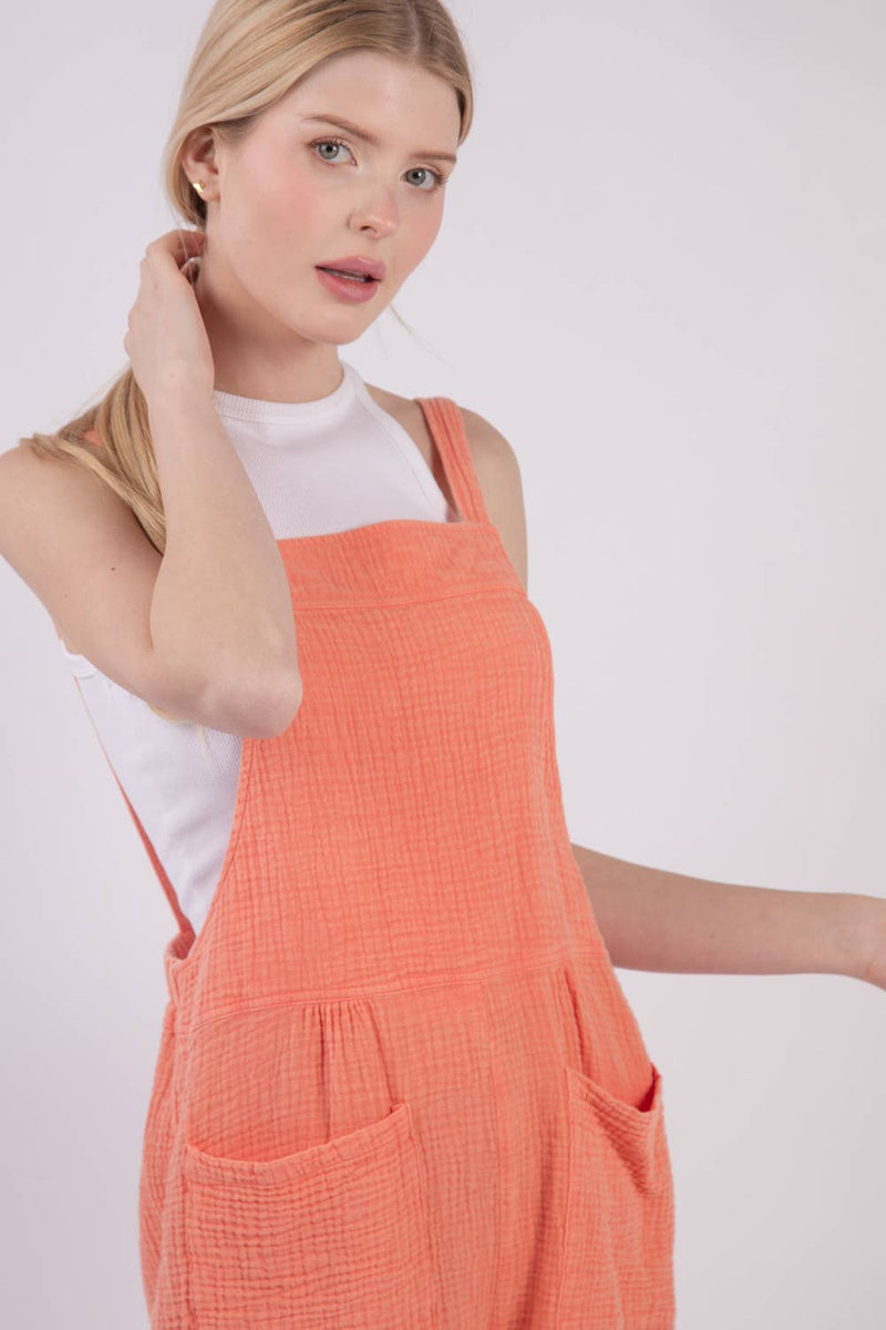 Natalie Mineral Washed Overall Romper-Multiple