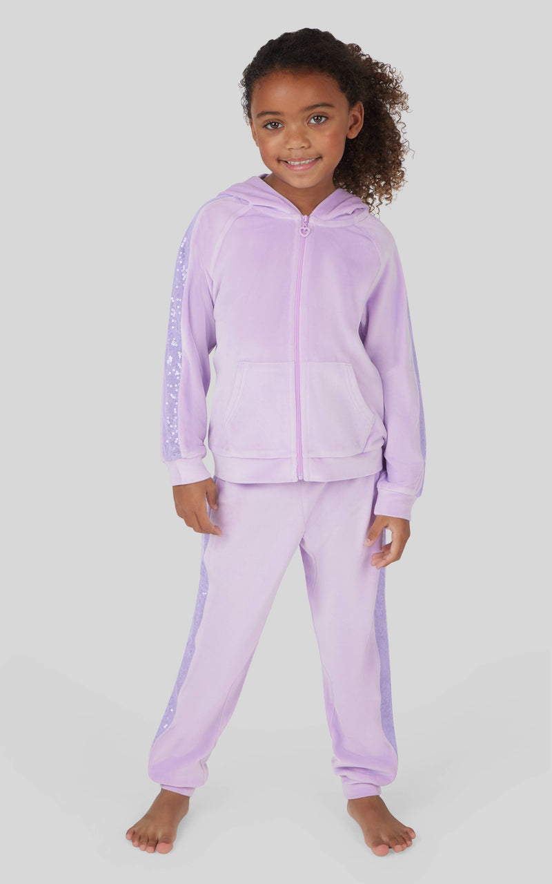 Little Girls Velour Shimmer Hoodie and Jogger Set