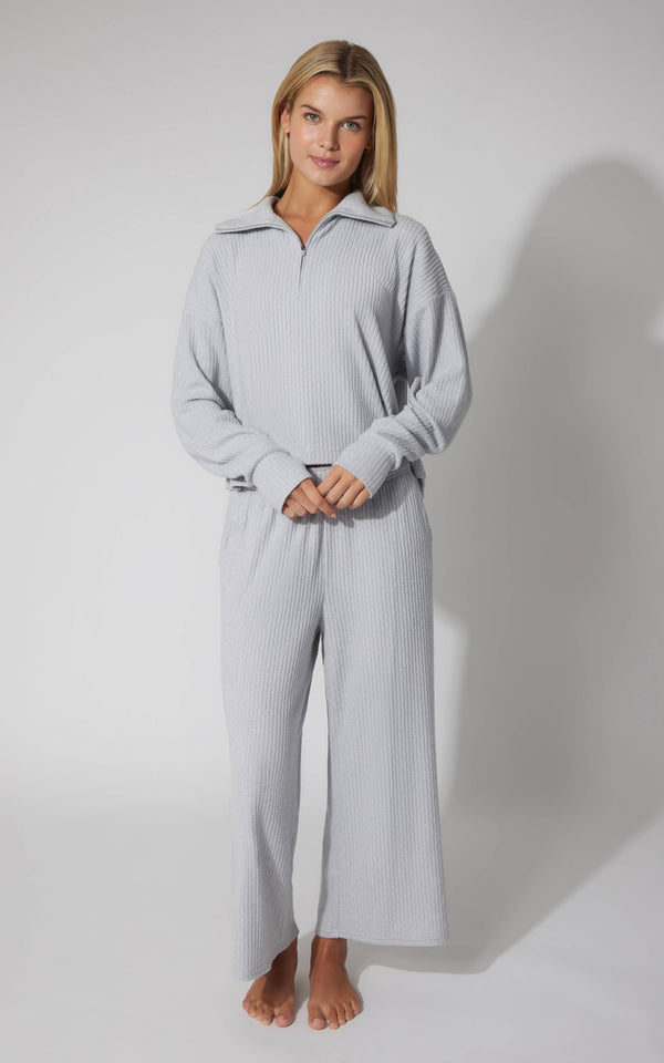 Rib Knit Wide Leg Pants