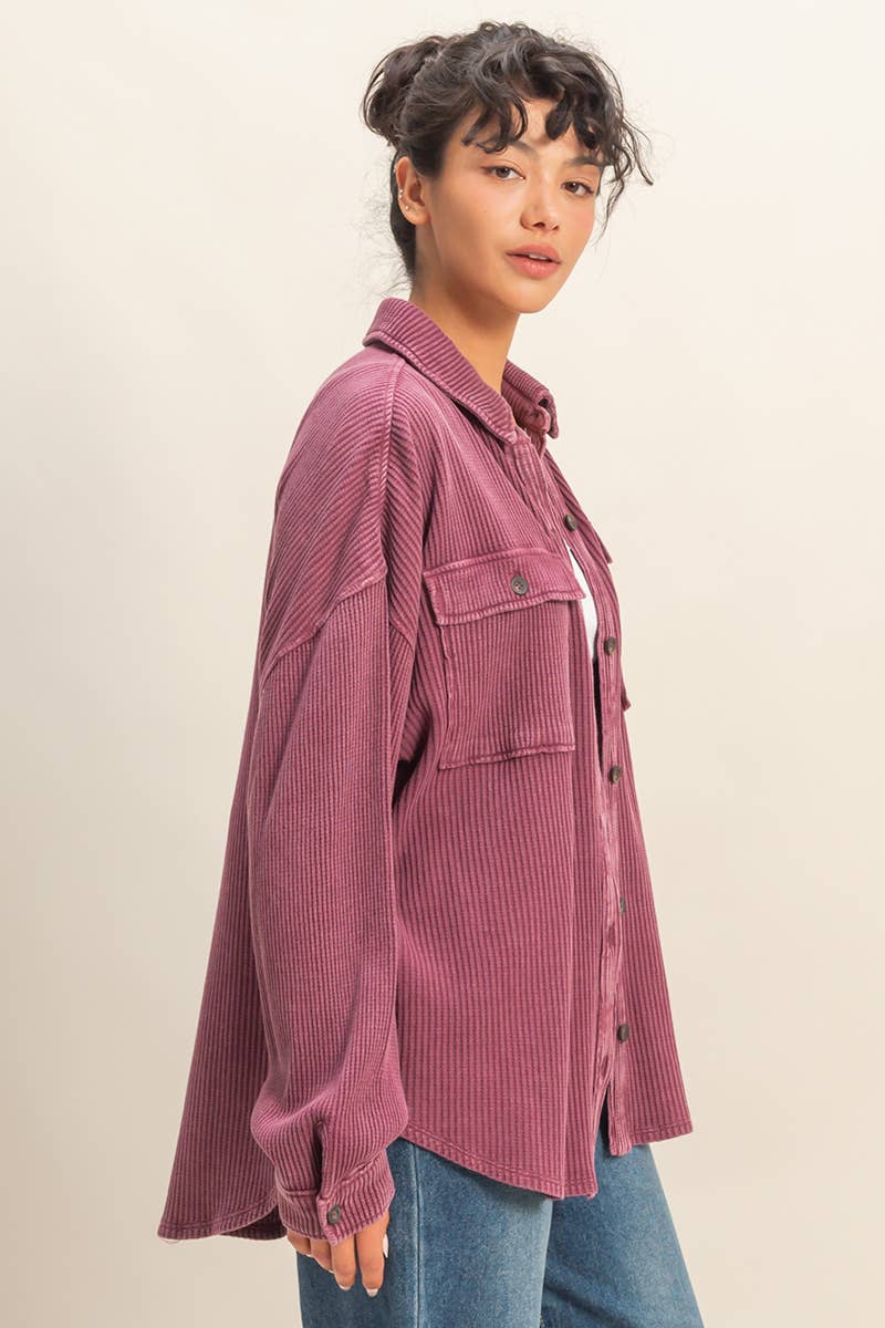Waffle Button Up Shacket