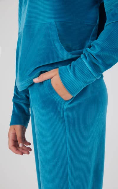 Girls Rib Velour Hoodie and Straight Pant - Set