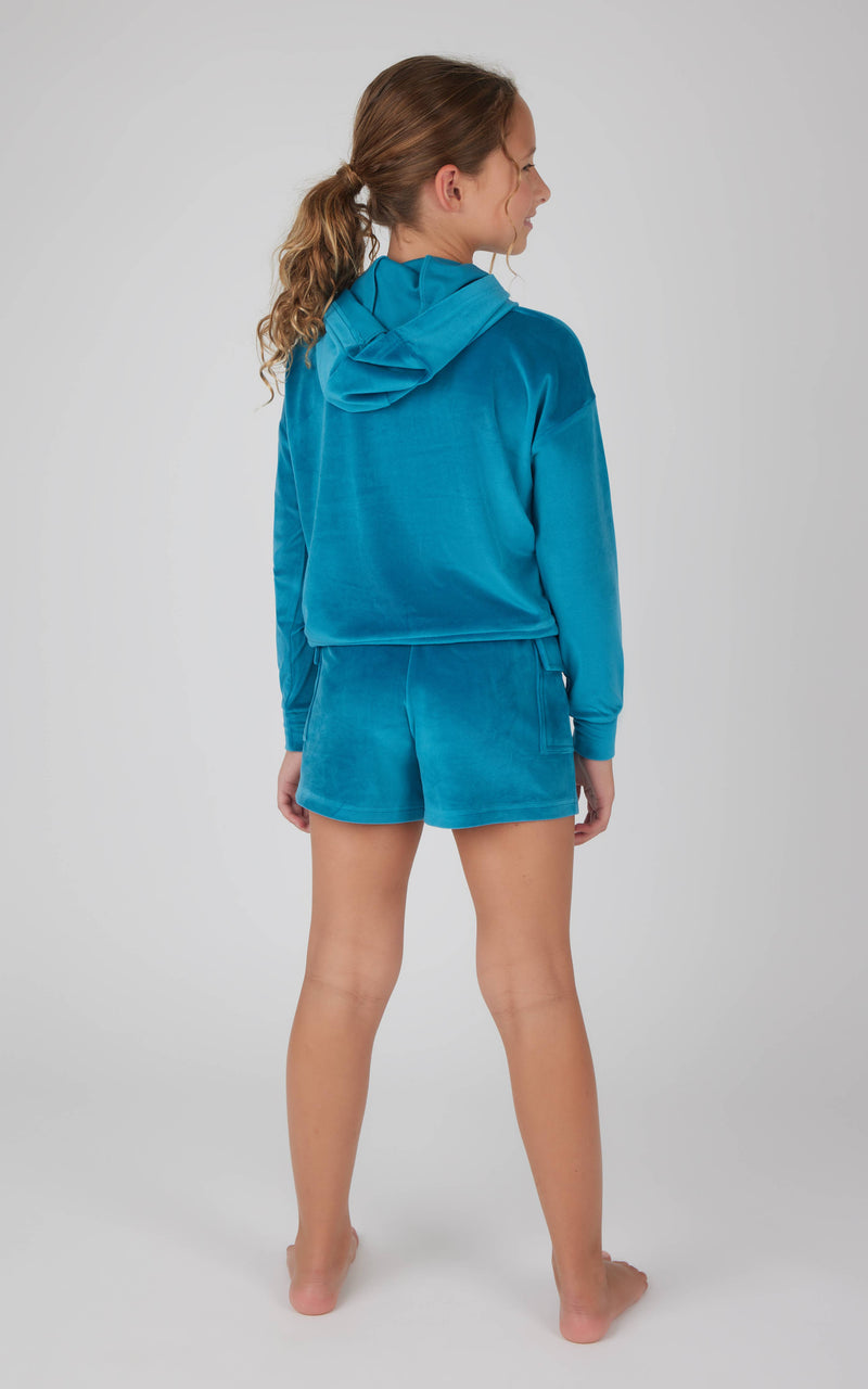 Girls Velour Hoodie and Cargo Shorts