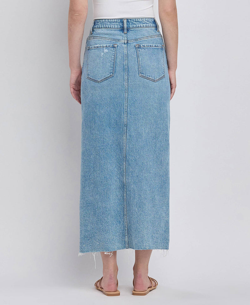 Criss Cross Split Denim Skirt by Vervet