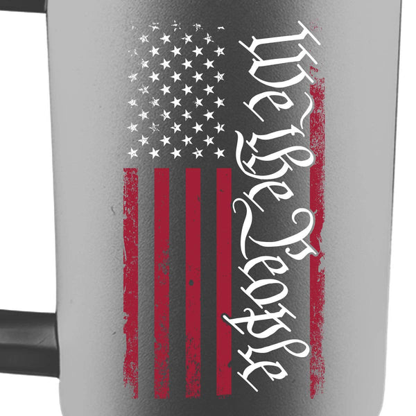 HOLD FAST 40 oz Steel Mug With Straw We The People Flag