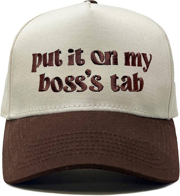 Two Tone Cap - Put It On My Boss's Tab - Brown/Beige