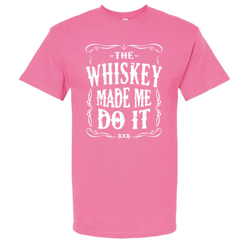 The Whiskey Made Me Do It Men's T-Shirt | Funny Shirt: Dark Heather / Multiple Sizes