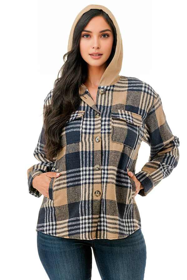 Monica Shacket with Hoodie & Pockets- Multiple