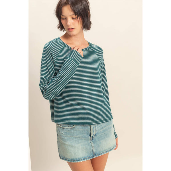 Striped Raglan Long Sleeve Top