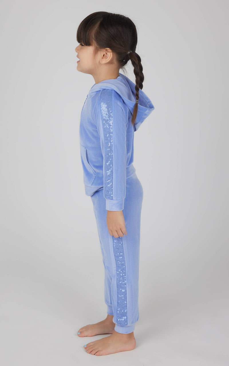 Toddler Girls Velour Sequin Detailed Hoodie and Jogger Set