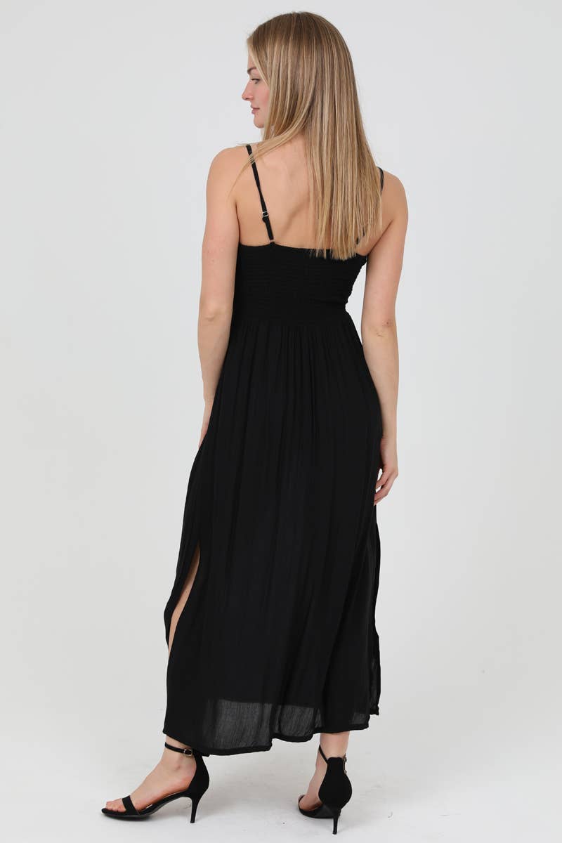 Berta Black Maxi Dress with Slits