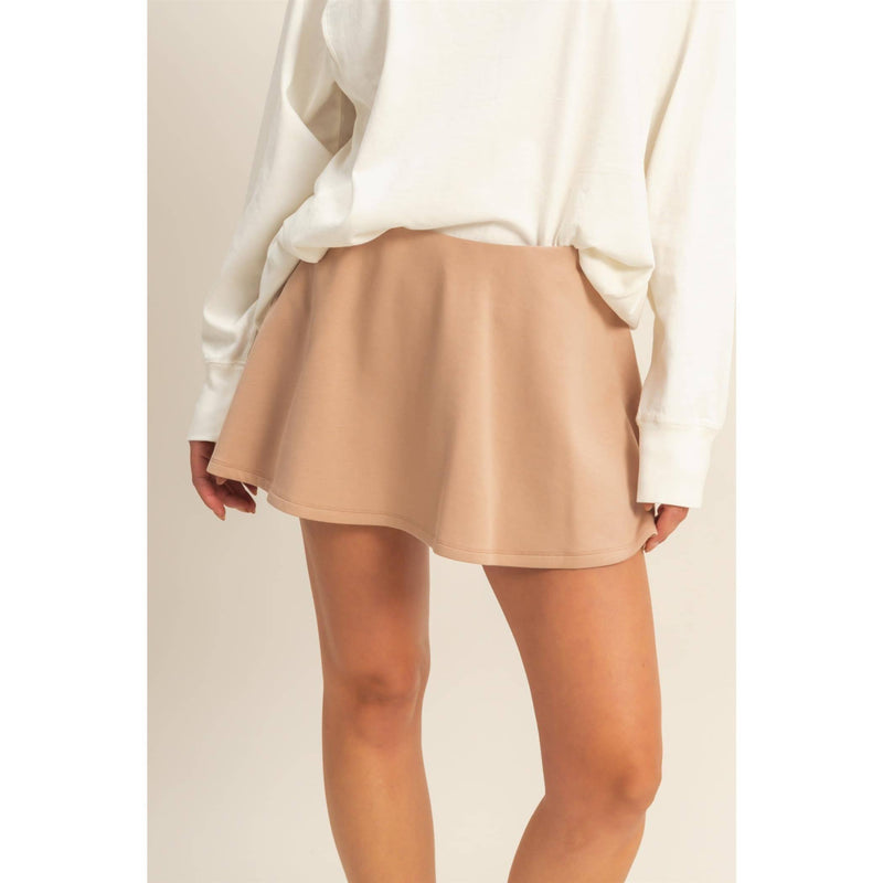 Flirty Scuba Mid Waist Skort-Deep Green