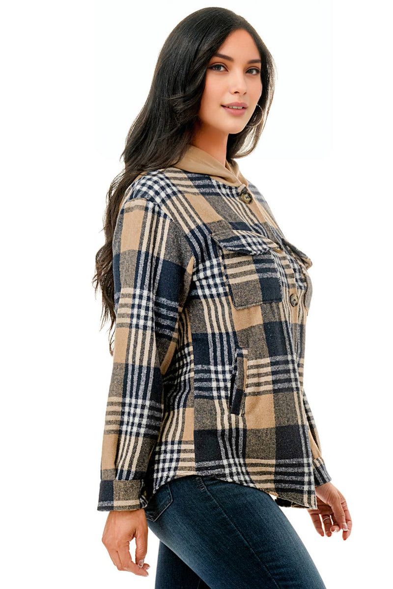 Monica Shacket with Hoodie & Pockets- Multiple