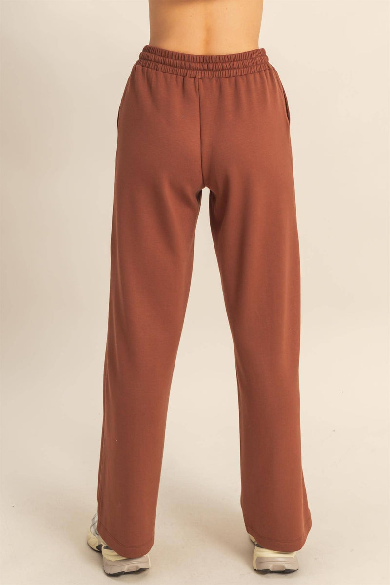 Scuba High-Waist Wide-Leg Drawstring Sweatpants