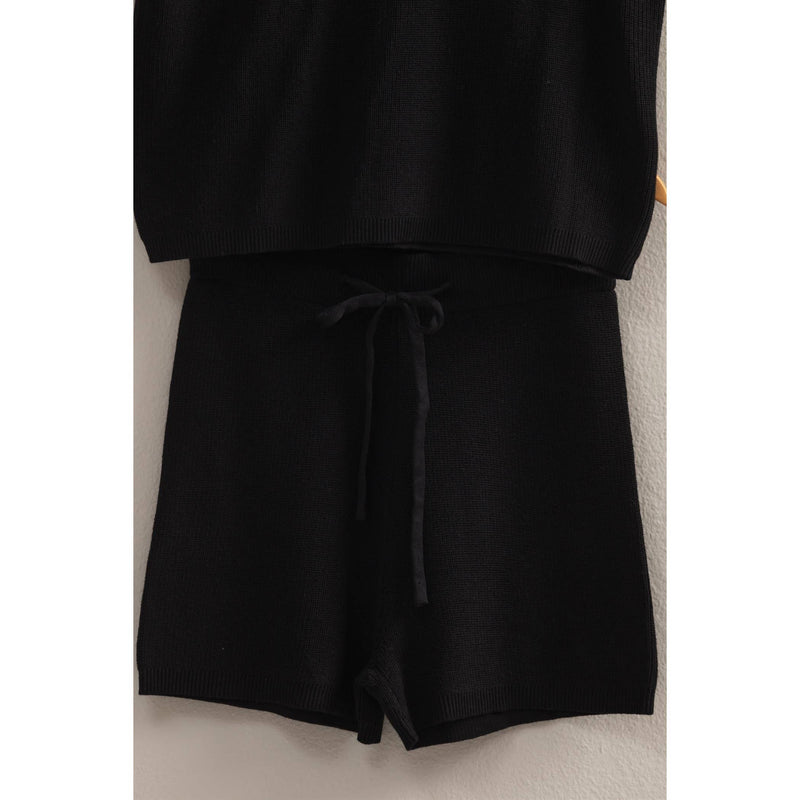 Short Sleeve Sweater And Shorts Set