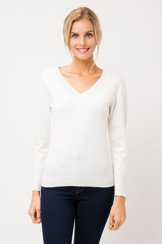 V-Neck Knit Sweater- Multiple