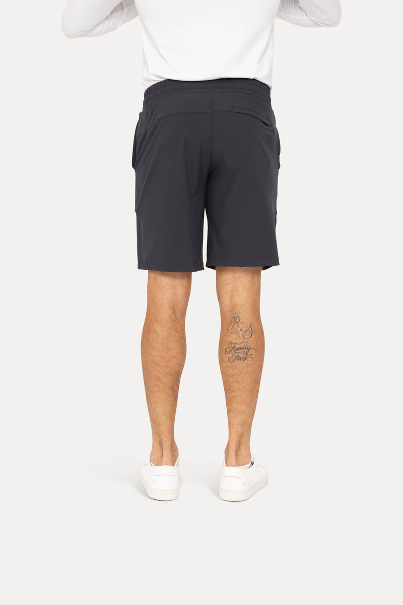 Drawstring Shorts with Pockets: BLACK OLIVE