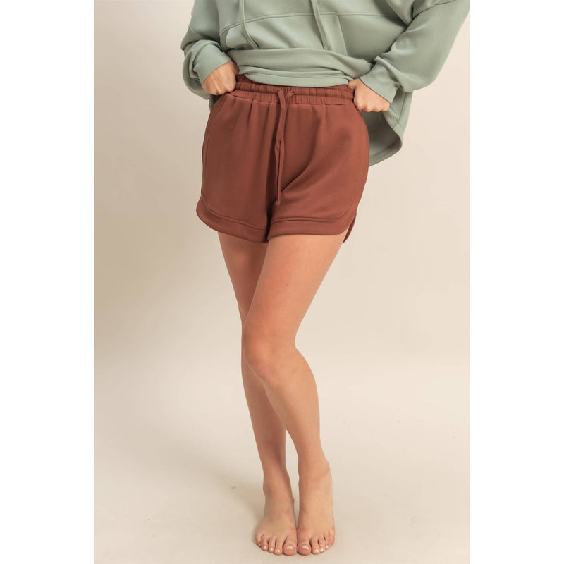 Scuba Elasticized Waist Casual Loose Sweat Shorts