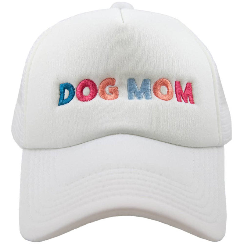 Dog Mom Multicolored Women's Foam Trucker Hat: Colbalt Blue