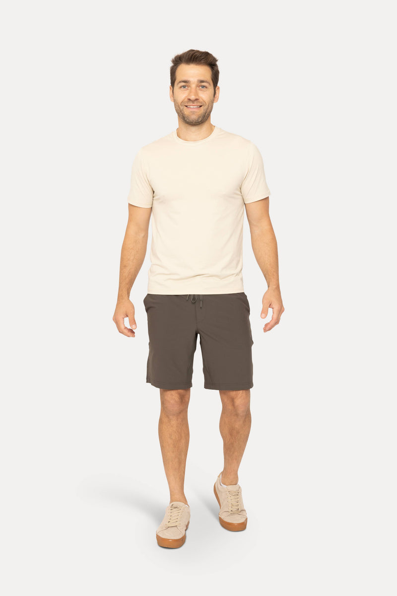 Drawstring Shorts with Pockets: BLACK OLIVE