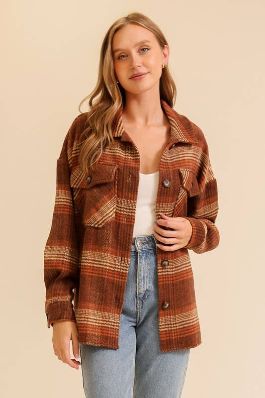 Fall Vibes Plaid Print Shacket