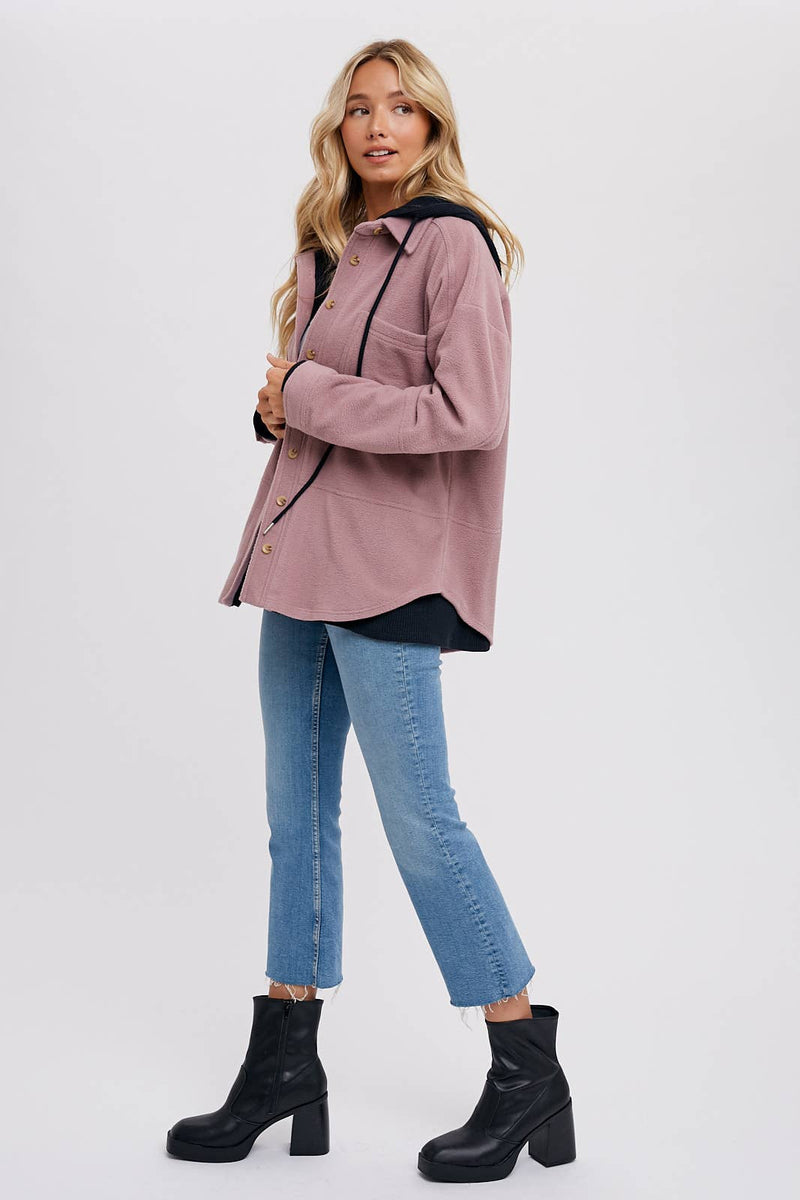 Monice Fleece Shacket with Hood
