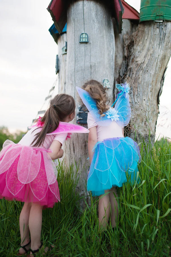 Fancy Flutter Skirt Sets with Wings & Wands- Blue