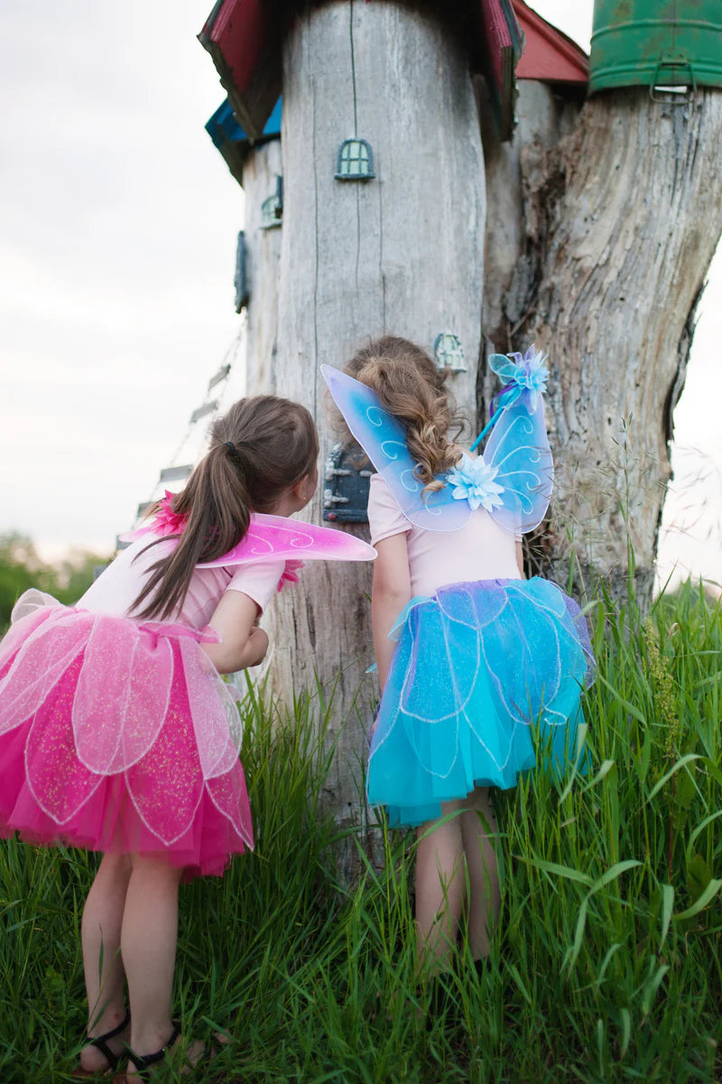 Fancy Flutter Skirt Sets with Wings & Wands- Blue