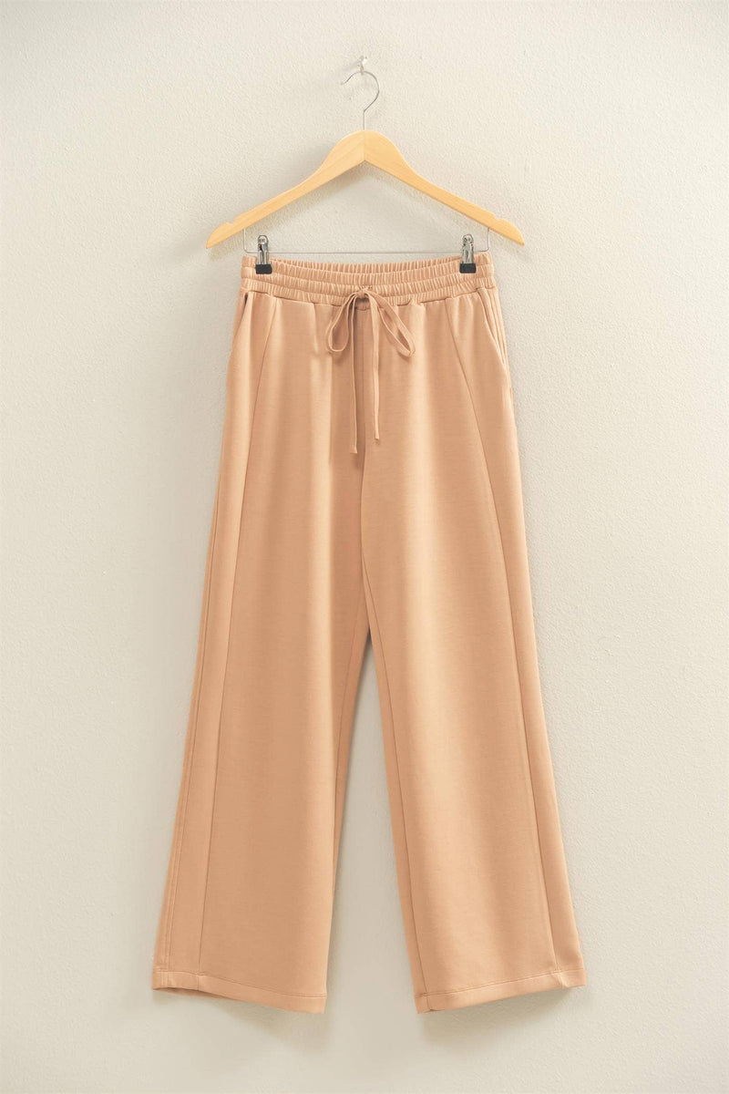 Scuba High-Waist Wide-Leg Drawstring Sweatpants