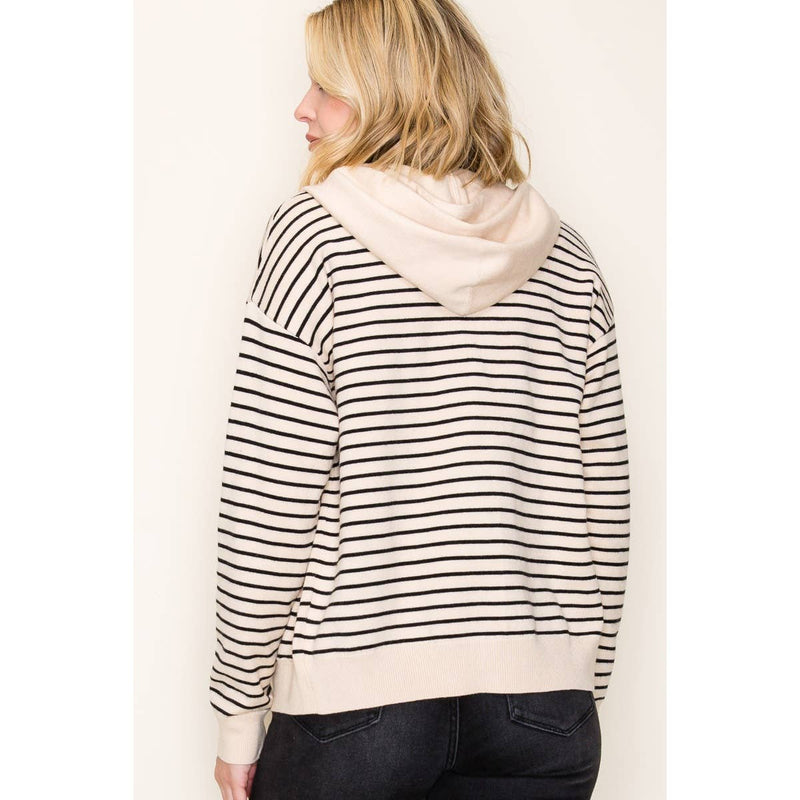 Striped Zip Up Cardigan