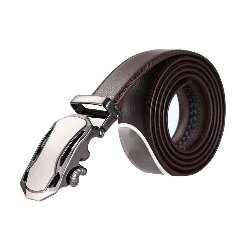 AutoMADtic leather belt: Black w/Black & Gold Style Buckle