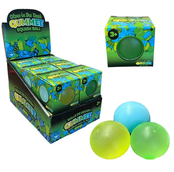 Glow in the Dark Gummee Squish Ball - 3 Assorted Colors