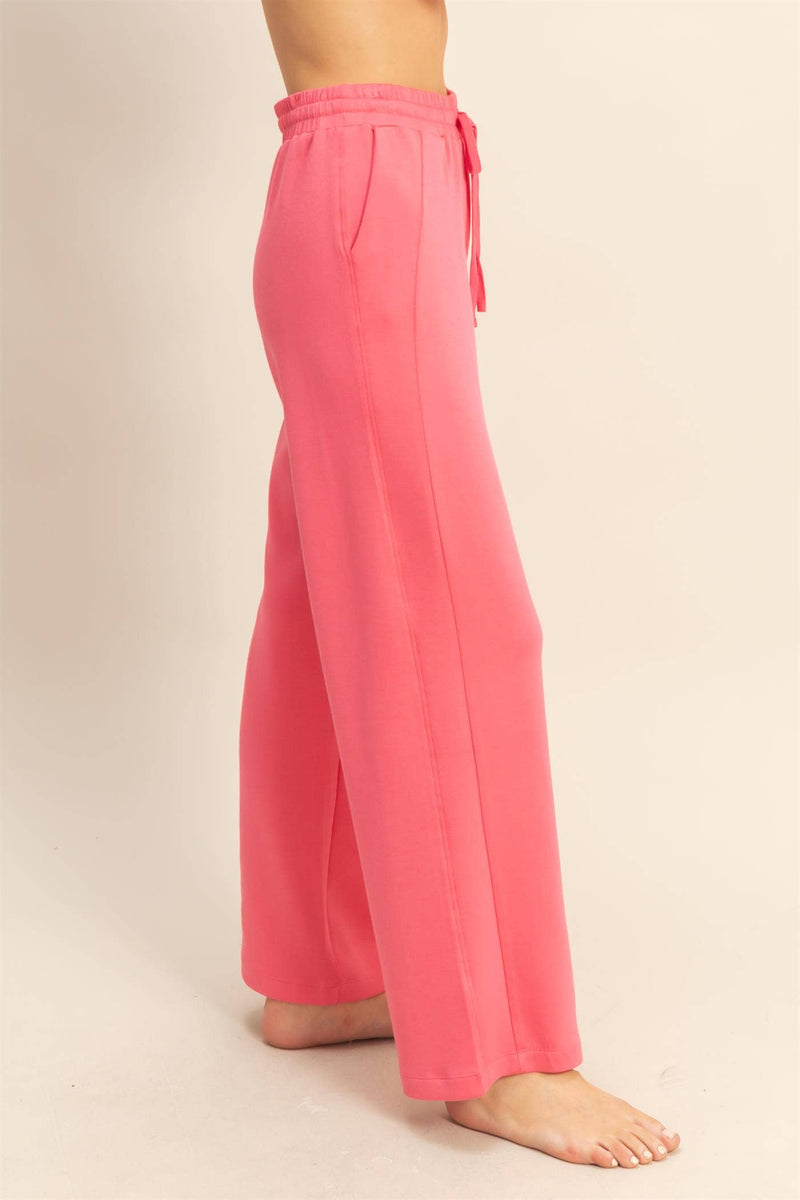 Scuba High-Waist Wide-Leg Drawstring Sweatpants