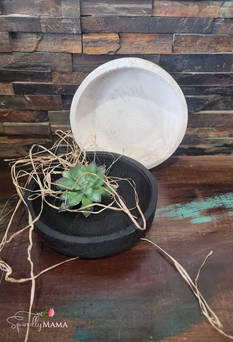Decorative Wood Bowl - Whitewash or Black