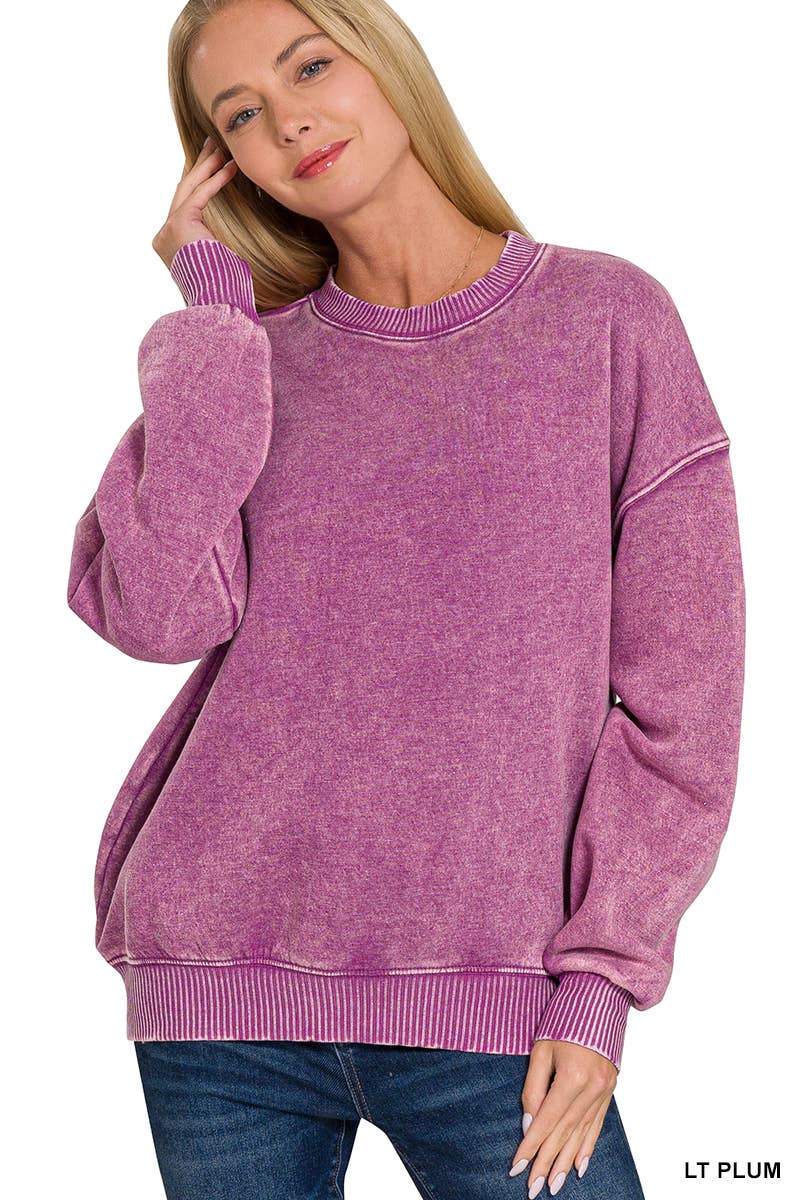 Acid Wash Fleece Oversized Pullover: Multiple colors