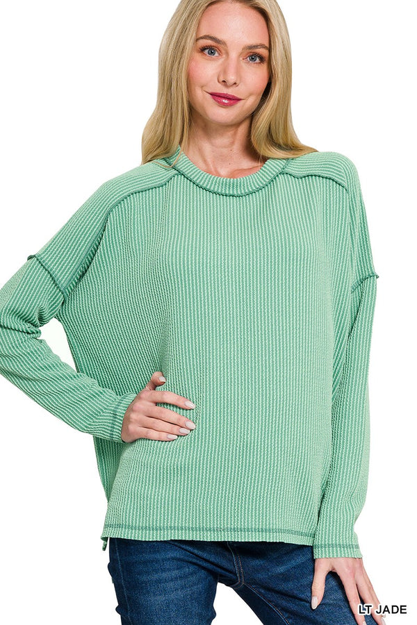 Raised Edge Ribbed Long Sleeve