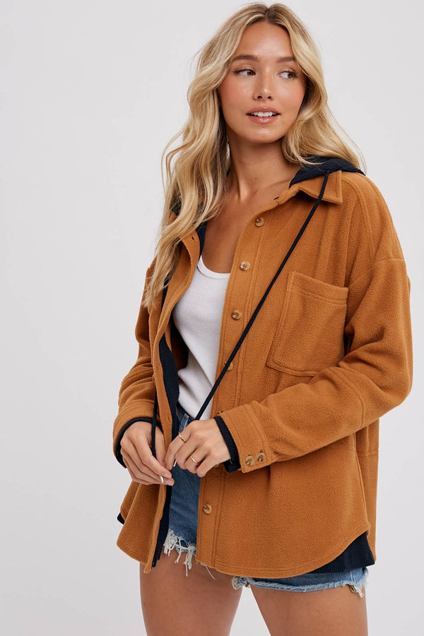 Monice Fleece Shacket with Hood