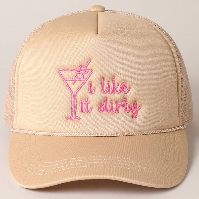 Cocktail Texts Embroidery Mesh Back Trucker Hat