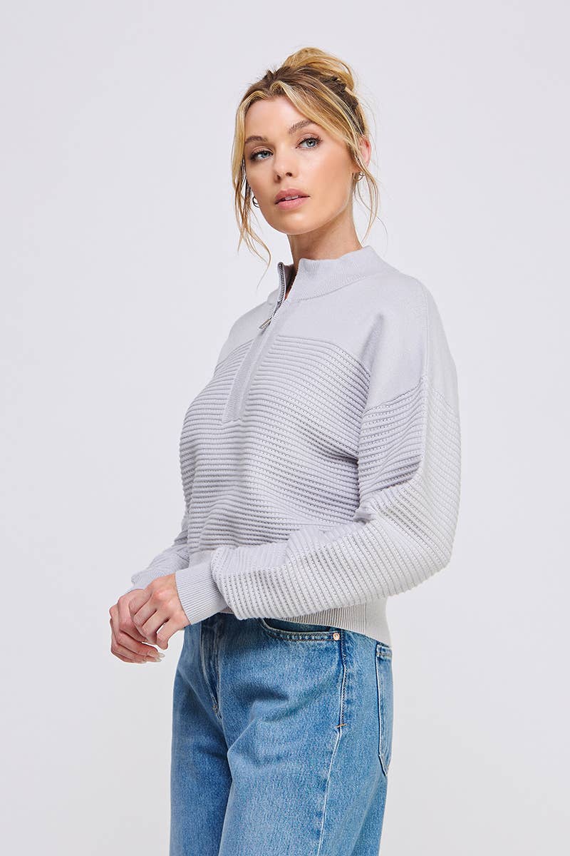 Dolman Half Zip Twin Texture Rib