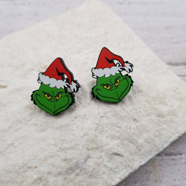 Mini Grinch Christmas Earrings